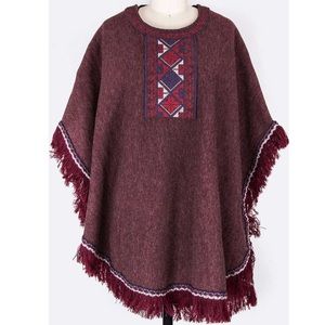 • Embroidered Fringe Poncho •
